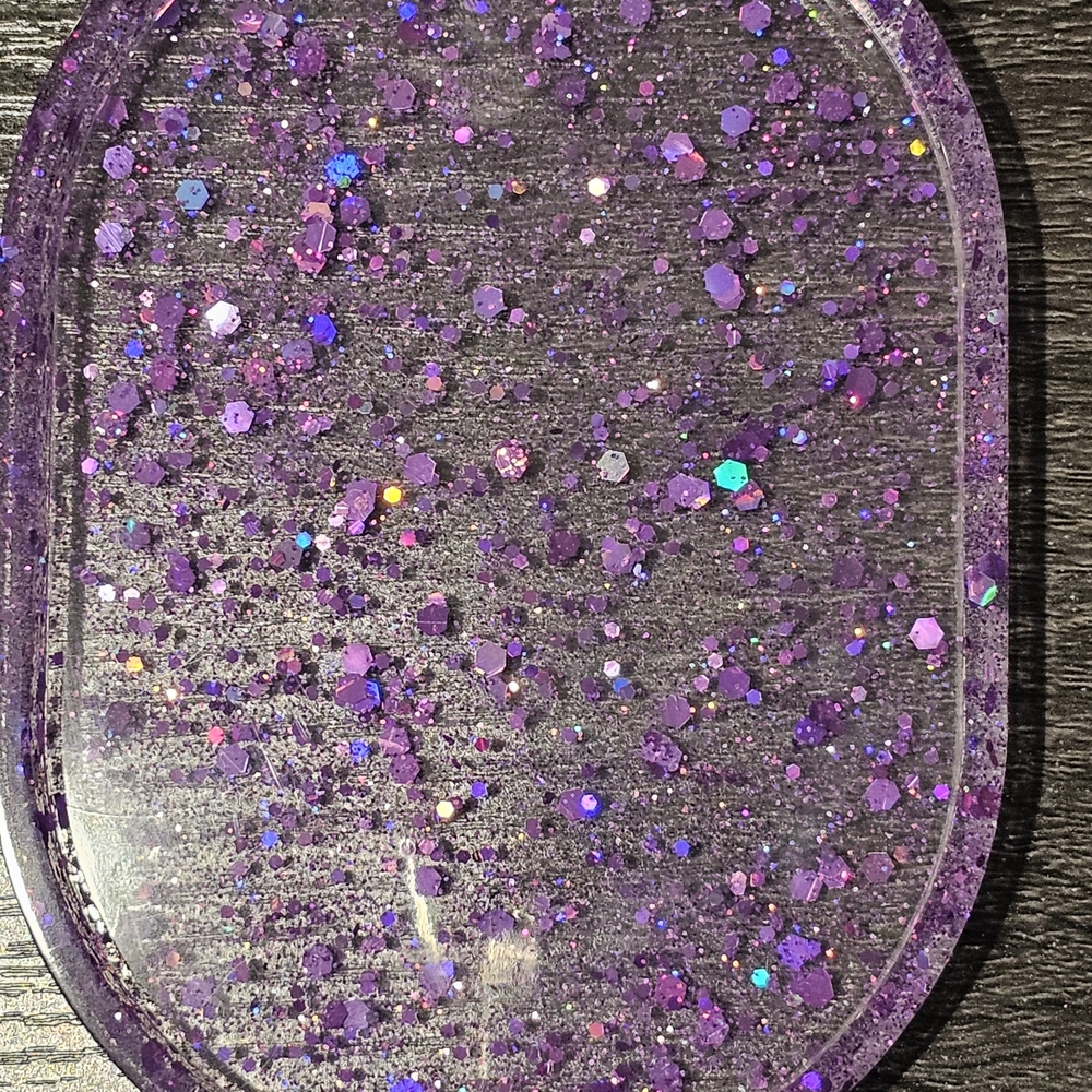 Purple Glitter Resin Trinket Tray